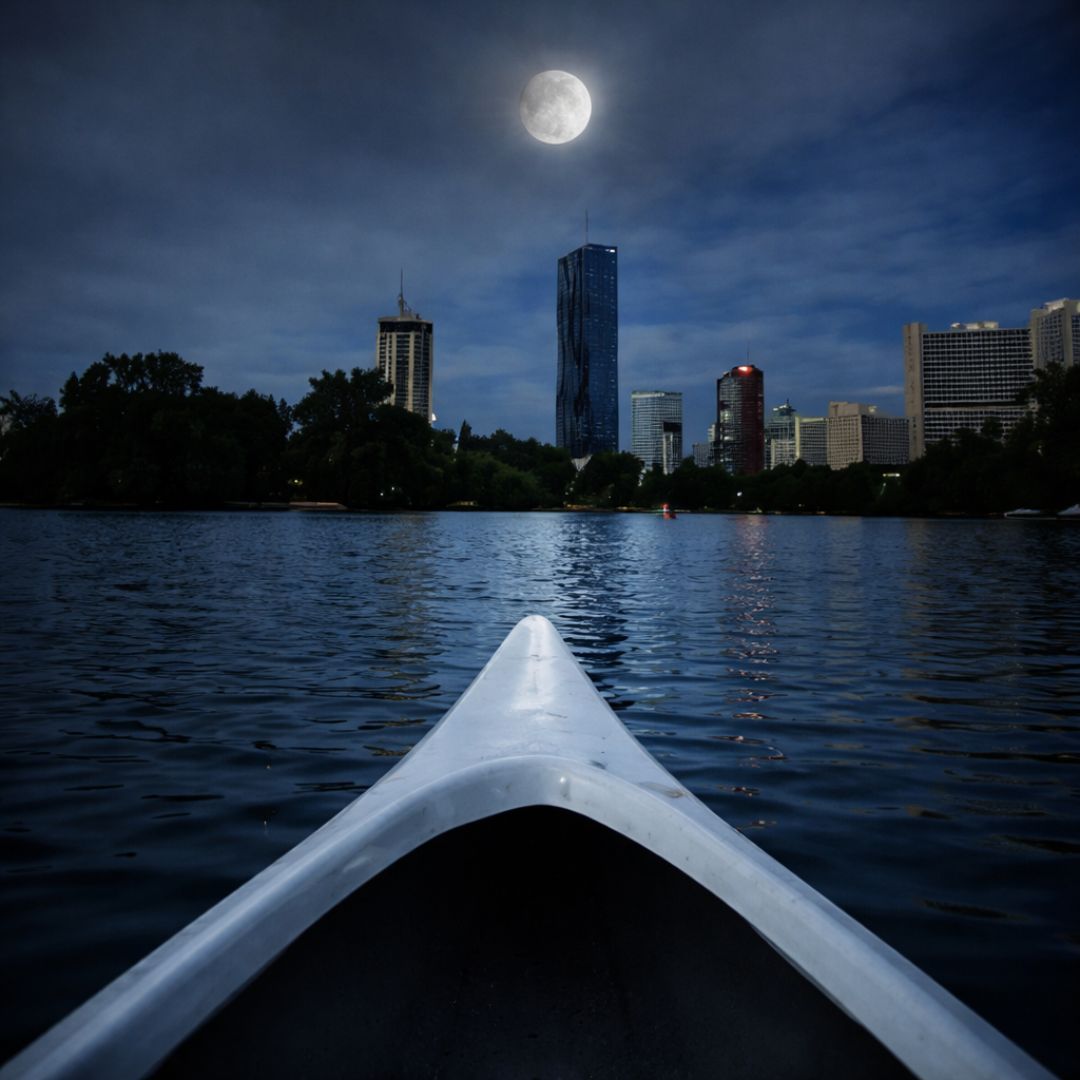 Read more about the article Vollmond Kanutour an der Alten Donau